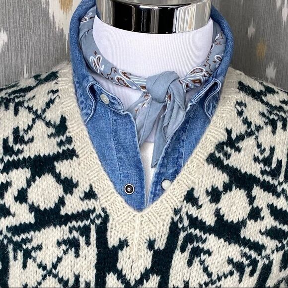 Ralph Lauren Vintage 1990 Hand-knit Polo Country Green Snowflake Sweater - Picture 4 of 16